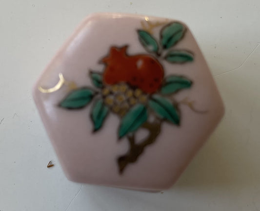 Vintage Japanese Porcelain Handpainted Pink Pill Box