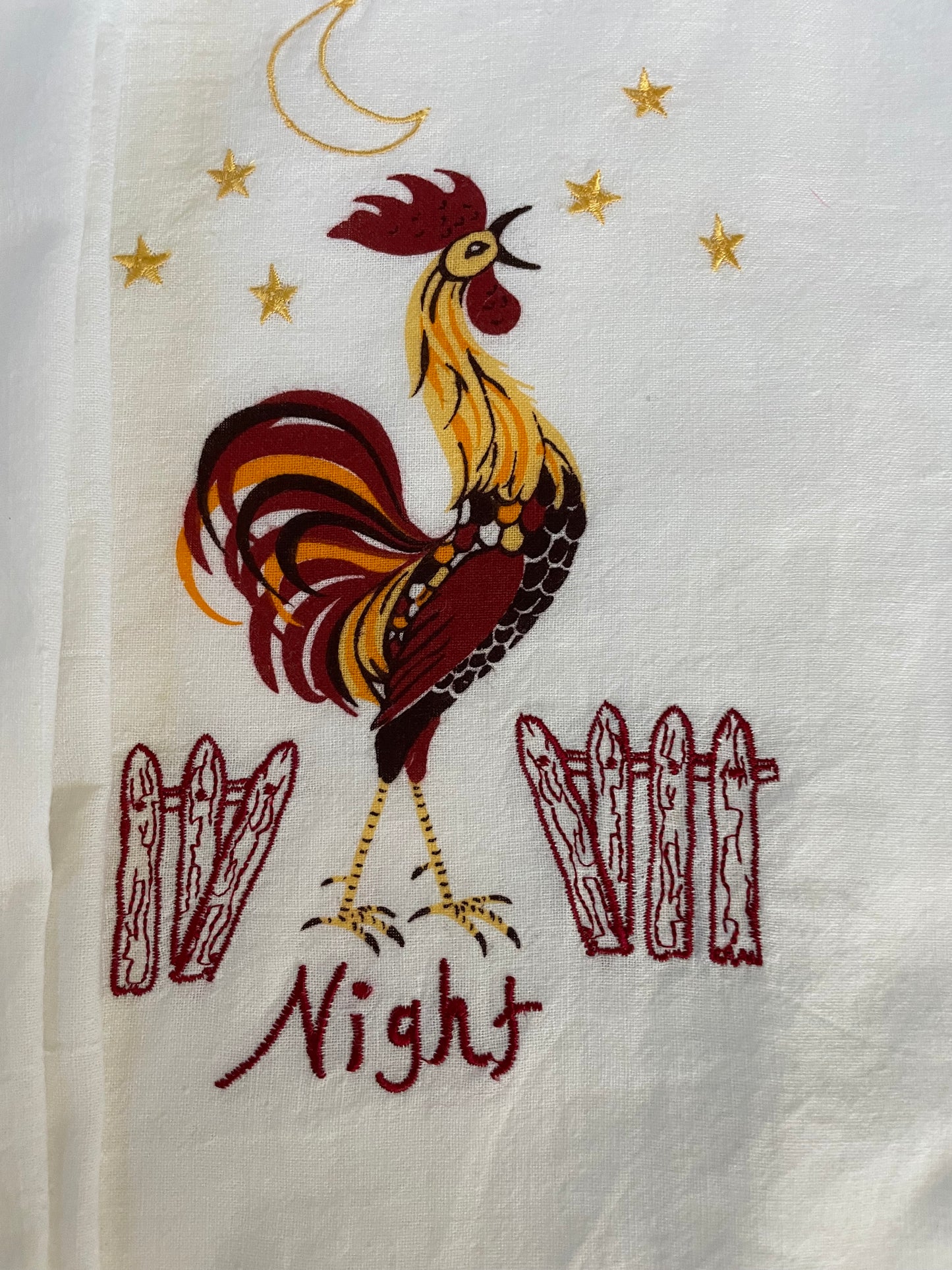 Vintage Rooster Flour Sack Tea Towels (Morning, Noon, Night)