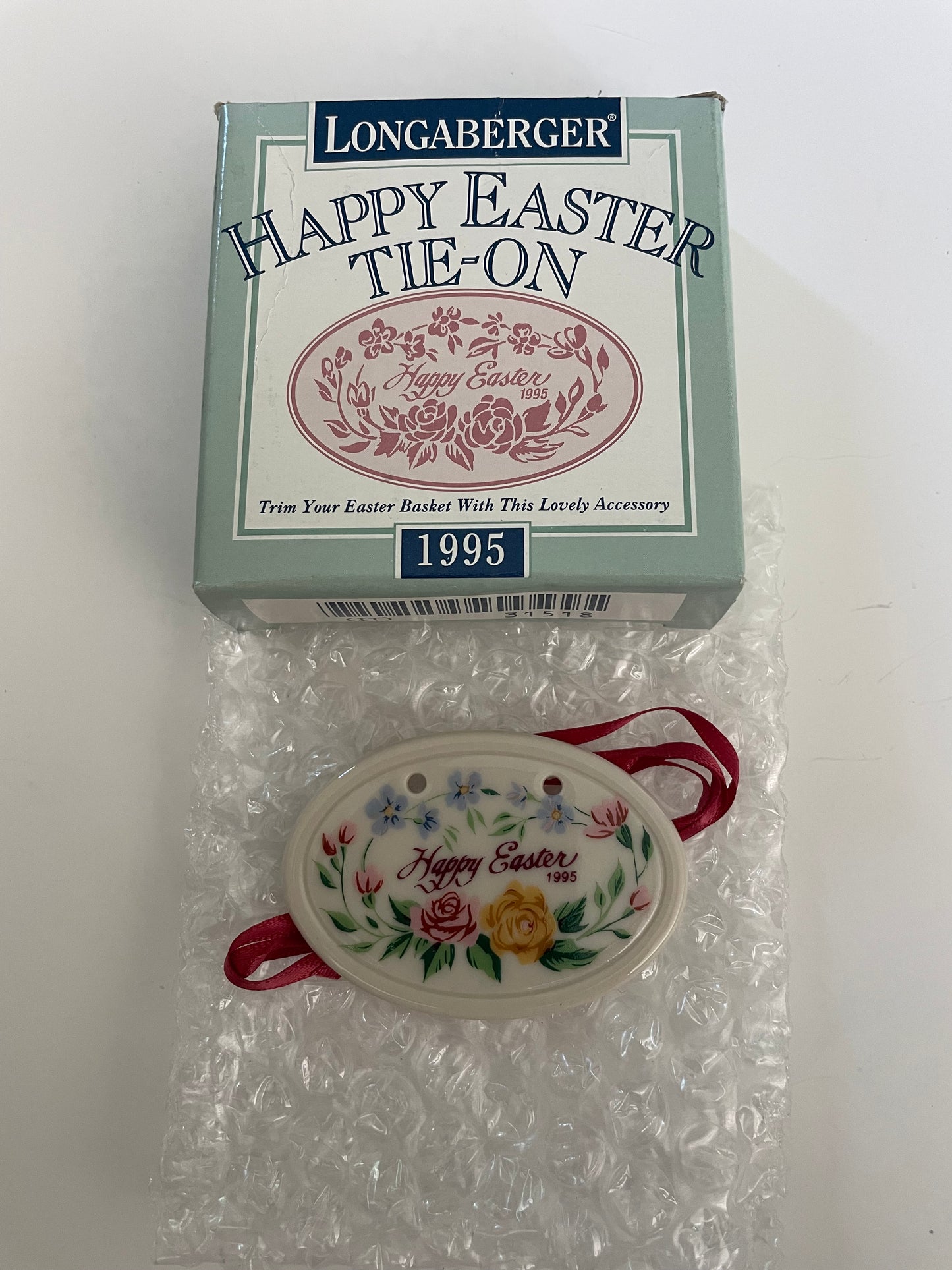 Longaberger 1995 Happy Easter Basket Tie On - NIB - #31518