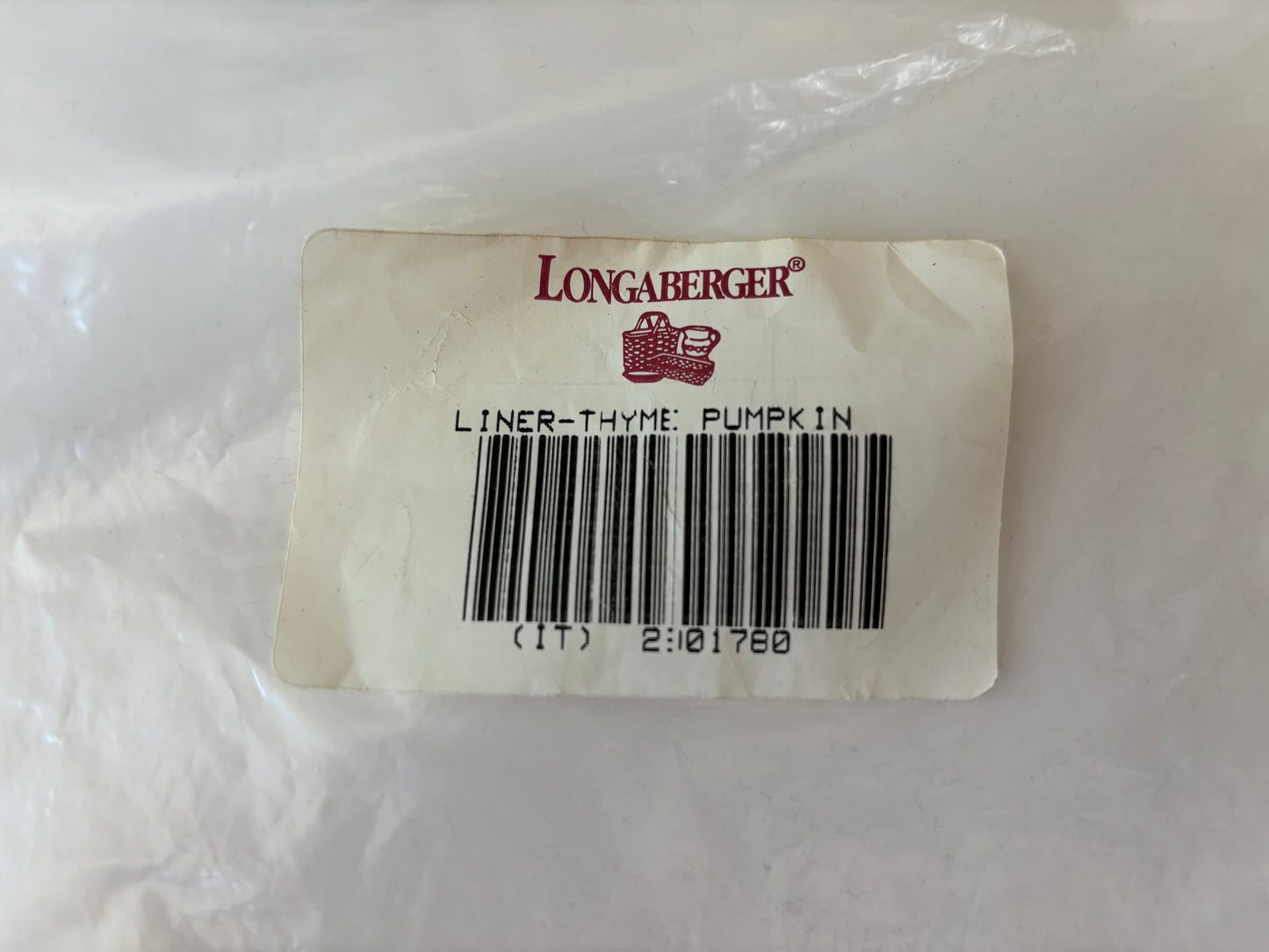 Longaberger Thyme Basket Pumpkin Liner - NIB - #2901780