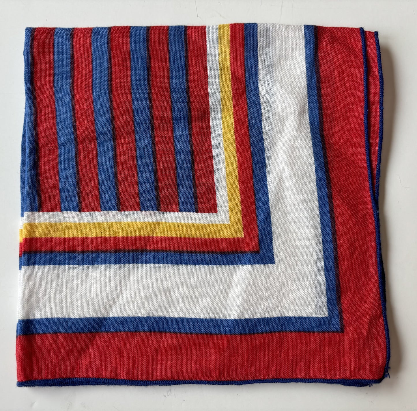 Vintage Red, White and Blue Striped Handkerchief