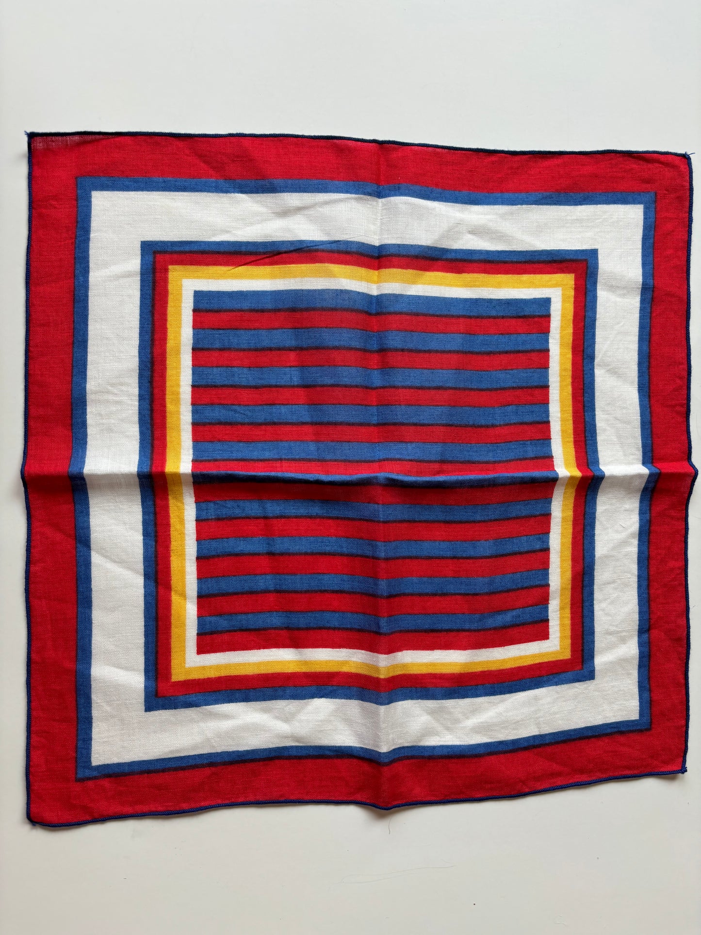 Vintage Red, White and Blue Striped Handkerchief