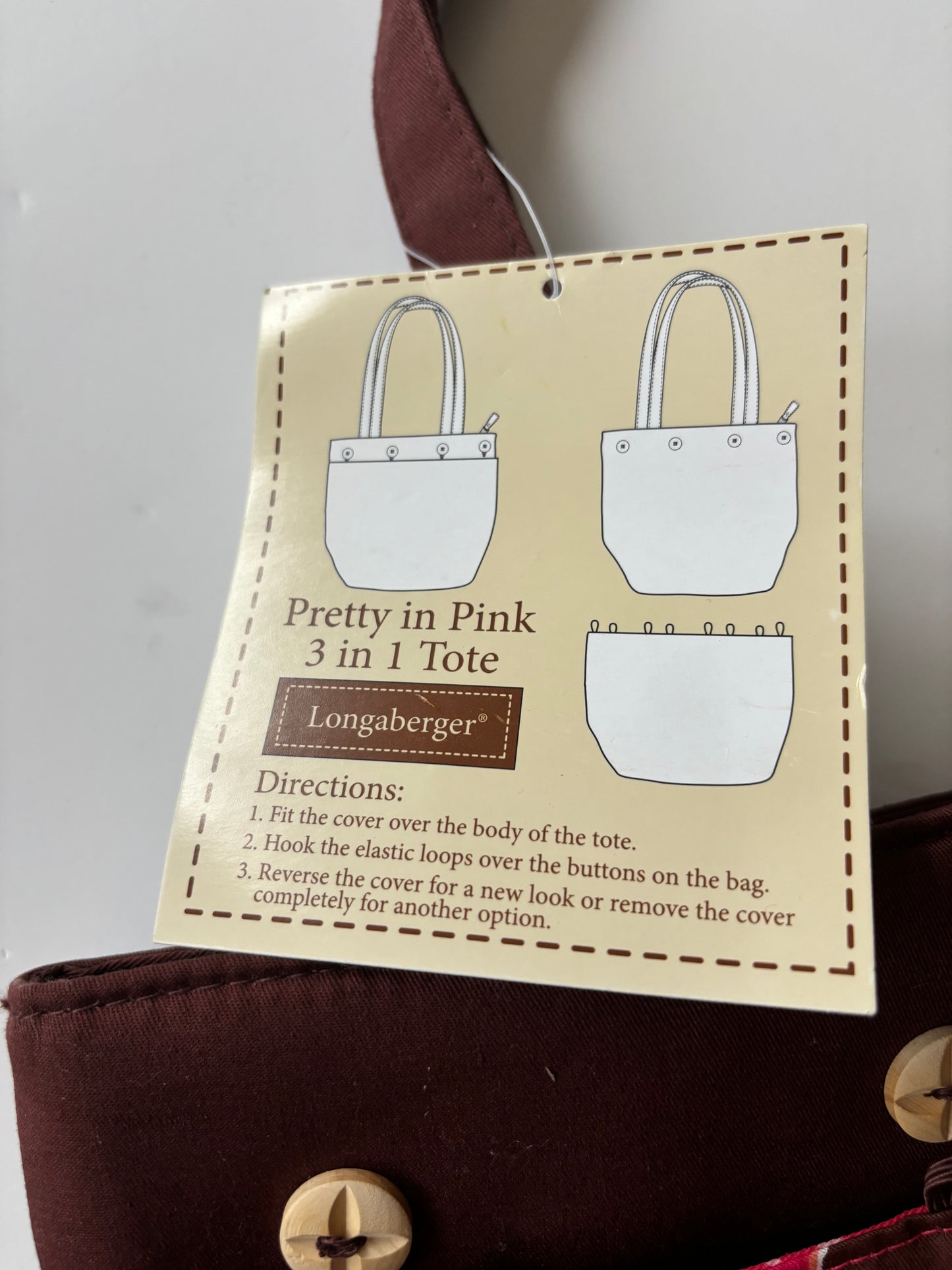 Longaberger Pretty in Pink 3 in 1 Tote - NEW