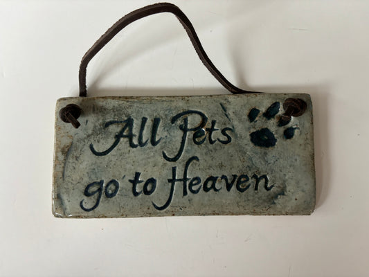 Sara Rubin Pottery Pottery Wall Plaque - All Pets go to Heaven