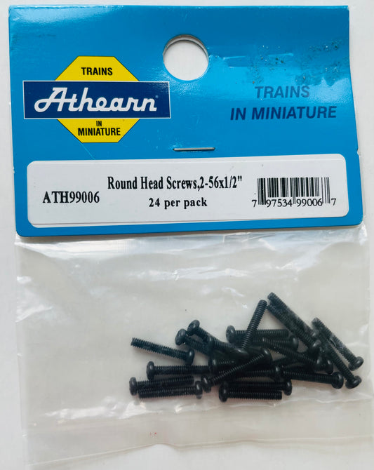 Athearn Round Head Screws 2-56x1/2 (24 pcs) ATH99006