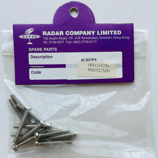 Radar Company 3 x 22mm Pan Head Screws (12) HW110323S