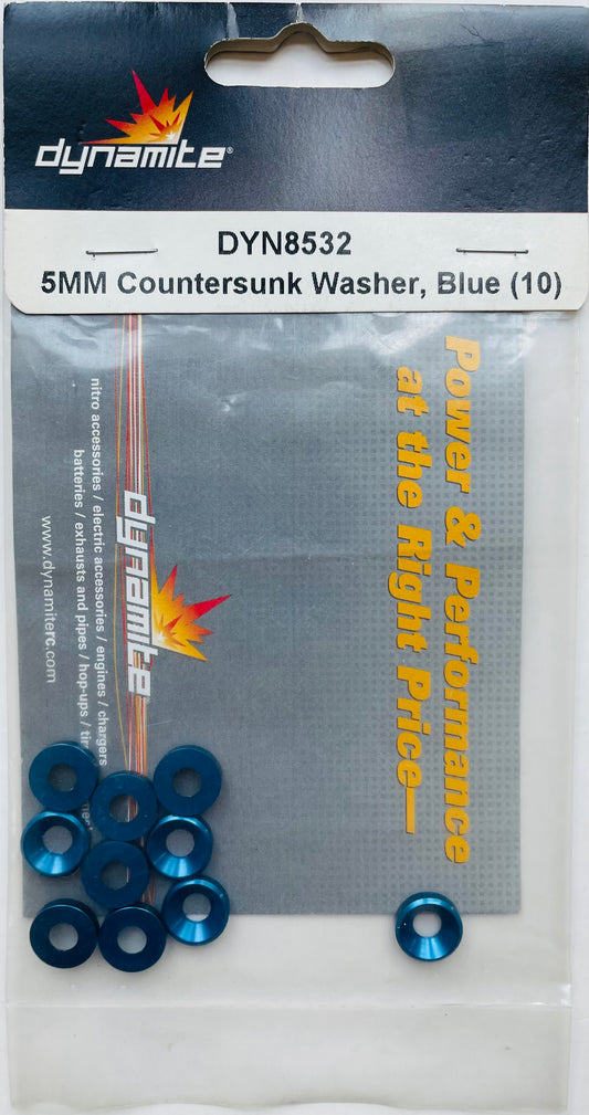 Dynamite 5mm Blue Countersunk Washers (10) DYN8532