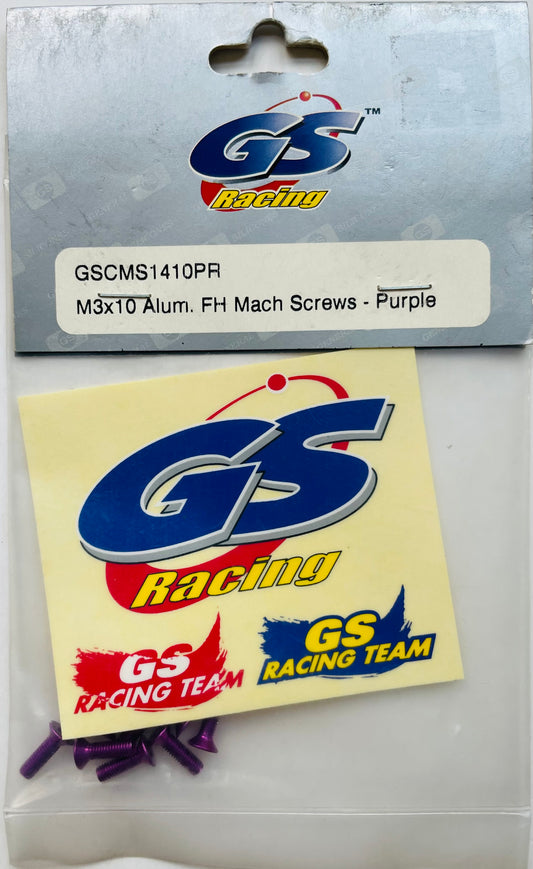 GS Racing Purple Aluminum M3 x 10 FH Mach Screws (10) GSCMS1410PR