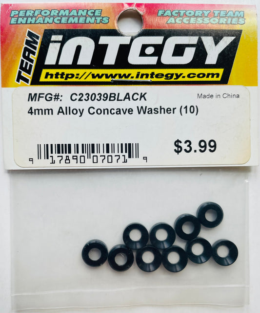 Integy 4mm Alloy Concave Washer (10) #C23039BLACK