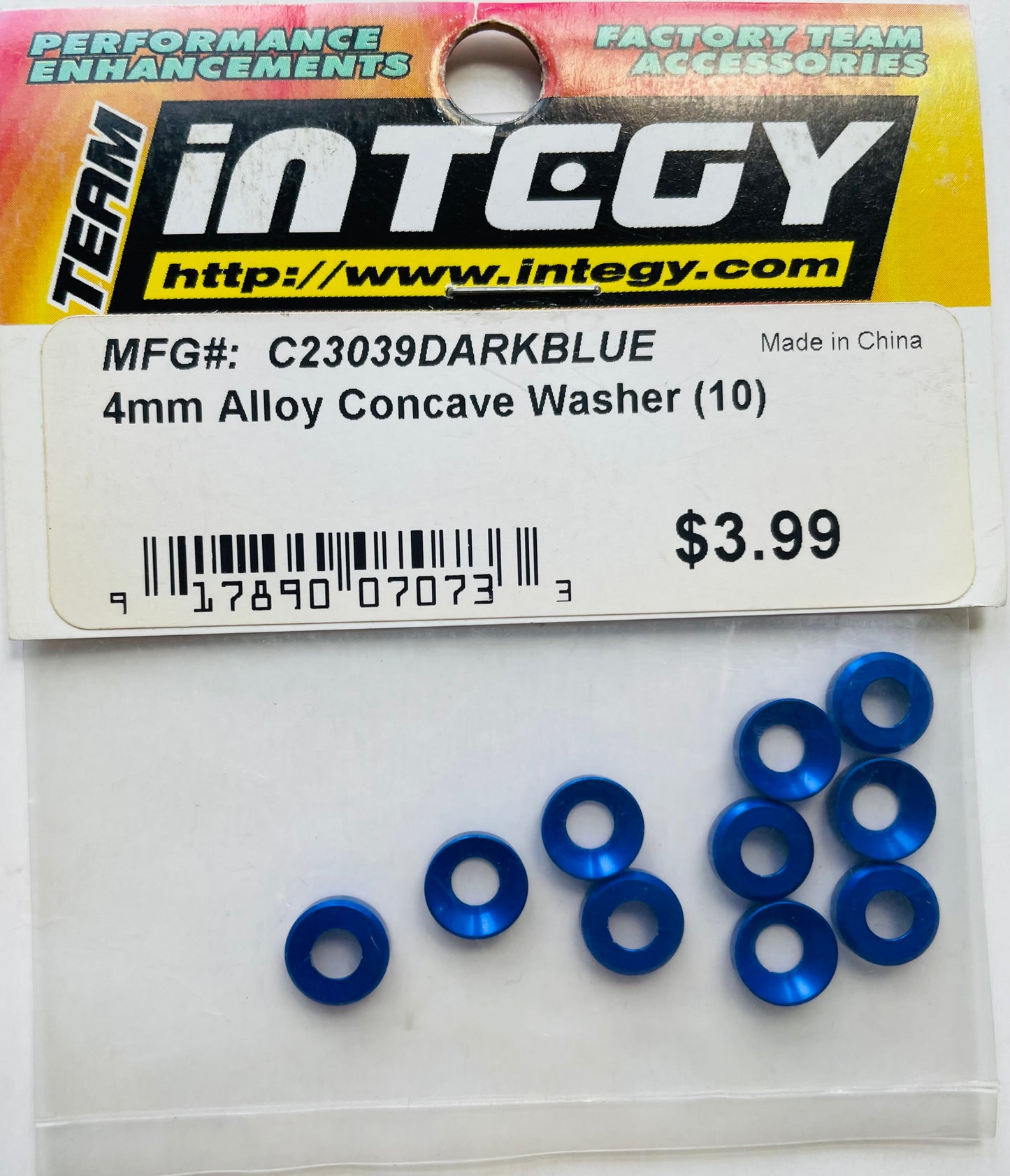 Integy 4mm Alloy Concave Washer (10) #C23039DARKBLUE