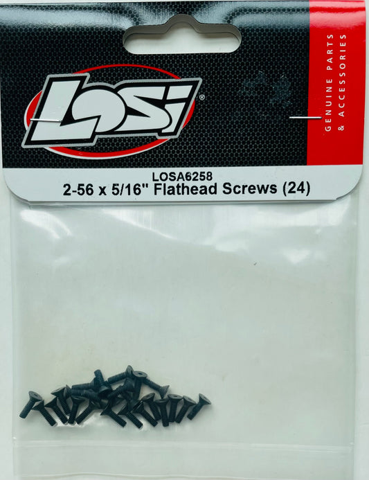 Losi 2-56 x 5/16" Flat Head Screws (24) LOSA6258