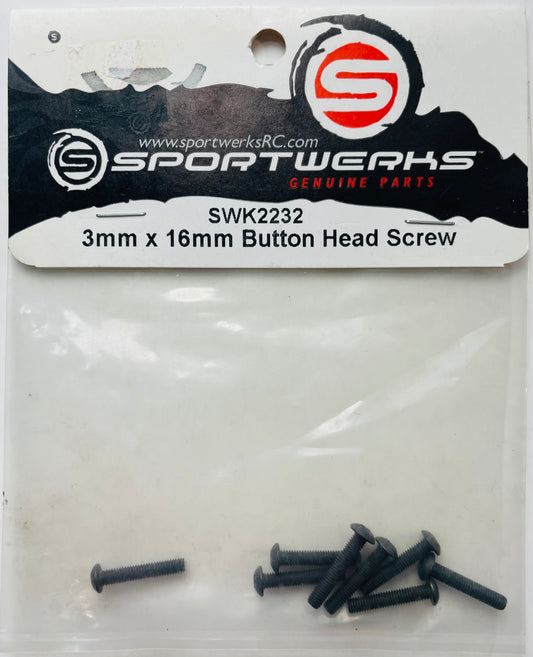 Sportwerks 3mm x 16mm Button Head Screws (8pcs) SWK2232