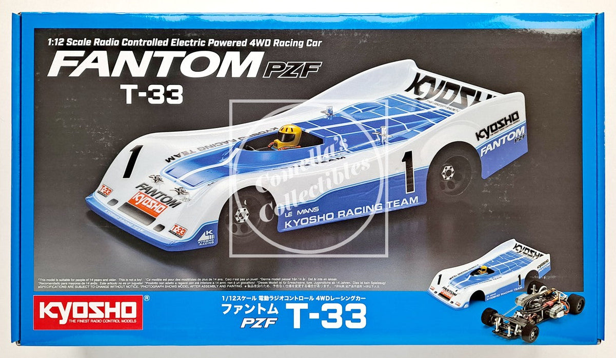Boxed Kyosho Fantom PZF T-33 1:12 scale model car kit on a gray background