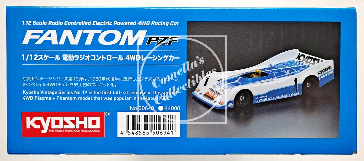 Boxed Kyosho Fantom PZF radio-controlled model car with blue border