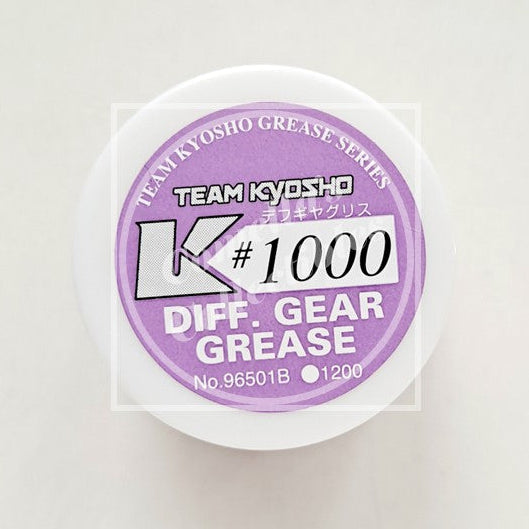 Team Kyosho differential gear grease container with purple label on a white background