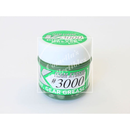 Jar of Team Kyoshó gear grease with green label on a white background