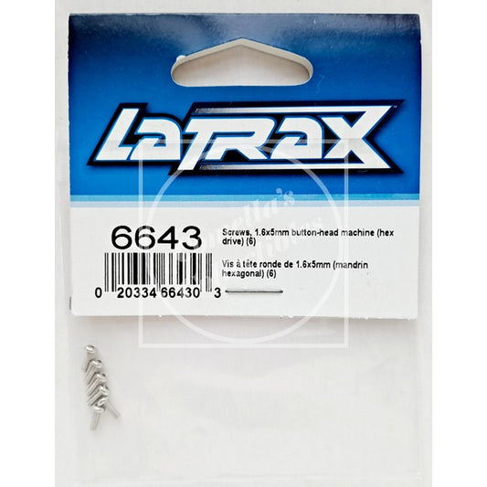 LaTrax® 6643 Alias 1.6 x 5mm Button Head Hex Screws (6 pcs)