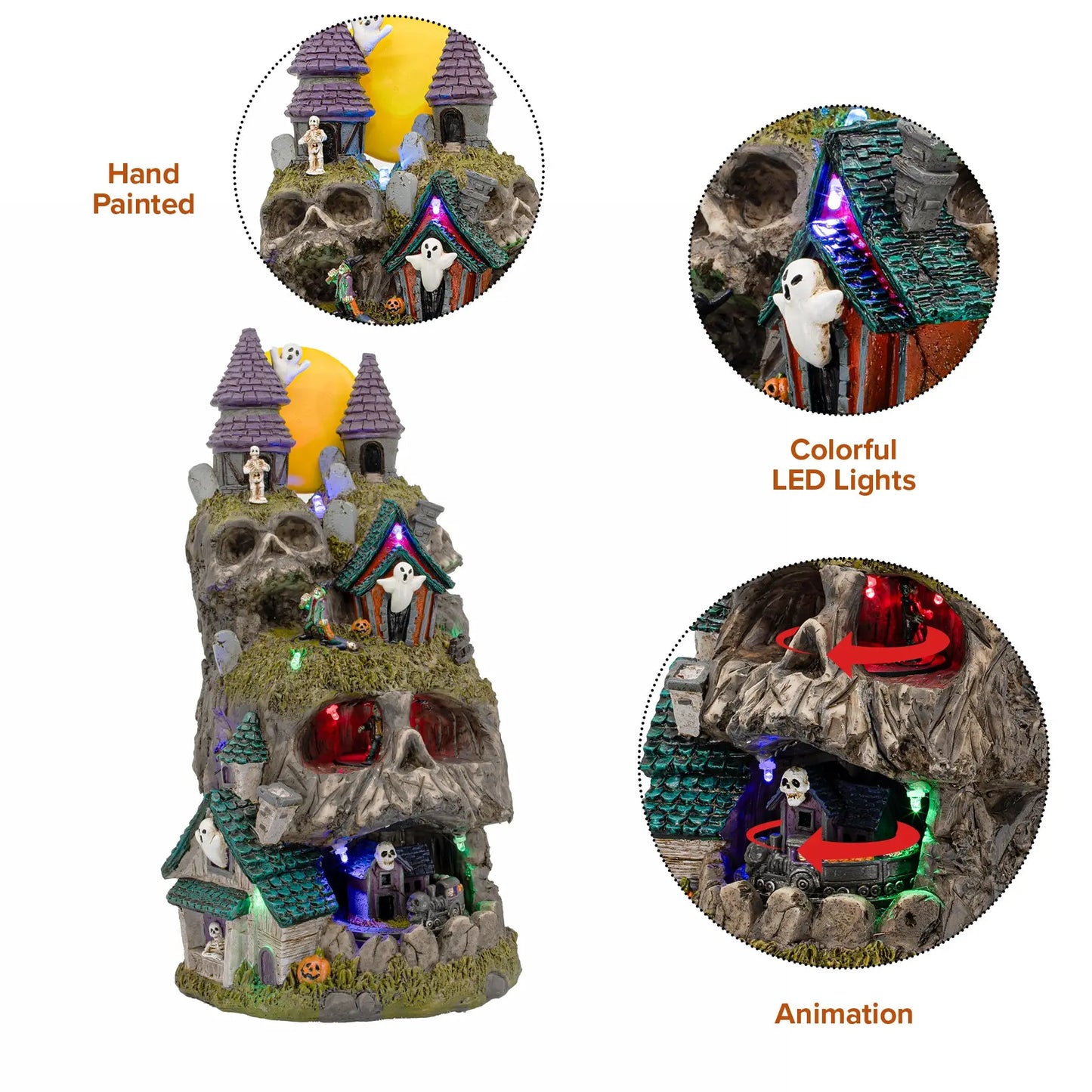 FG Square Skullstone Hollow Animated Halloween Village Building M-FG2420