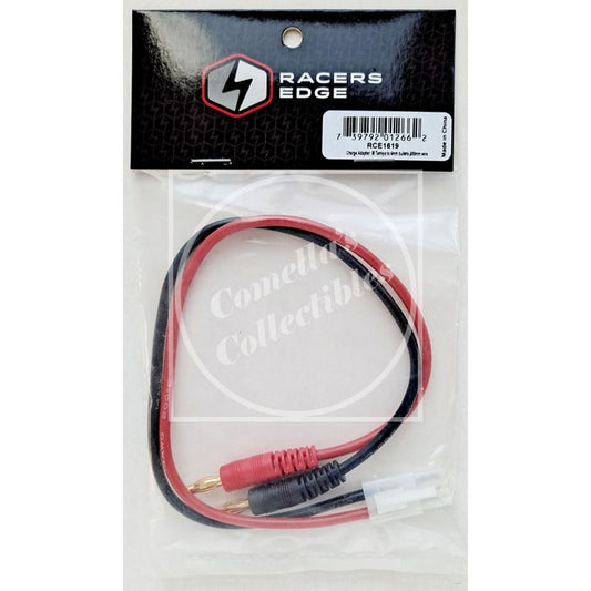 Racers Edge Charge Adapter: Male Tamiya to Male 4mm Bullets, 12" Wire RCE1619