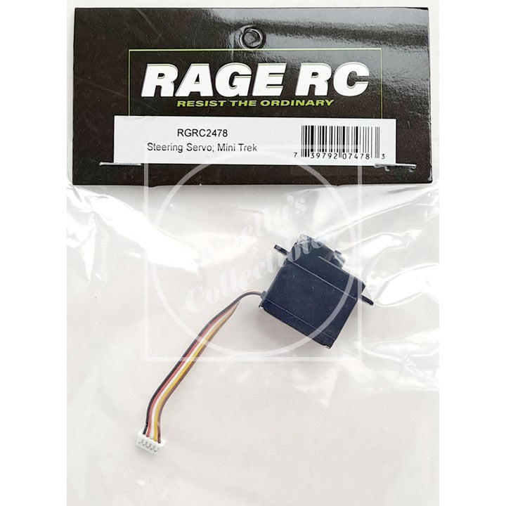 Steering servo with 'RAGE RC' packaging on a white background