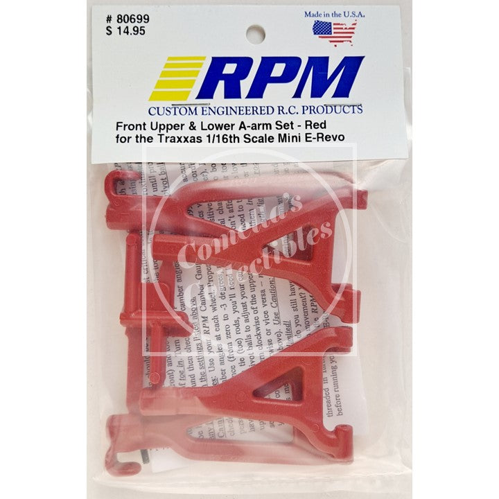 RPM Red Upper & Lower A-Arm Set for 1/16 Mini E-Revo #80699