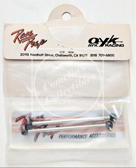 Package of RC car parts with AYK Racing branding on a white background