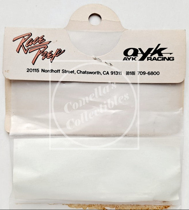 Clear plastic bag with AYK Racing branding on a white background