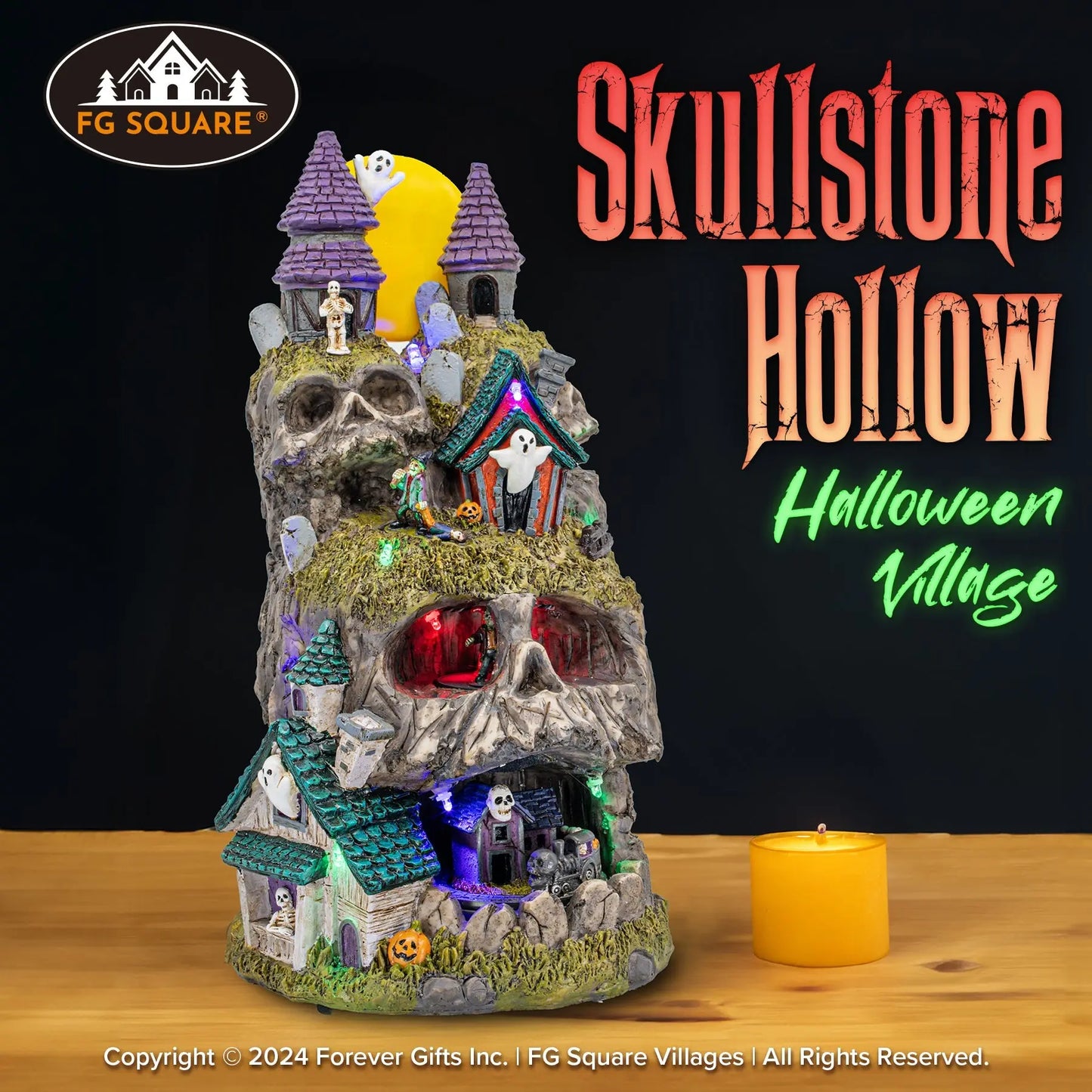 FG Square Skullstone Hollow Animated Halloween Village Building M-FG2420