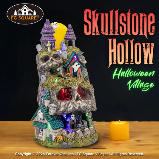 FG Square Skullstone Hollow Animated Halloween Village Building M-FG2420