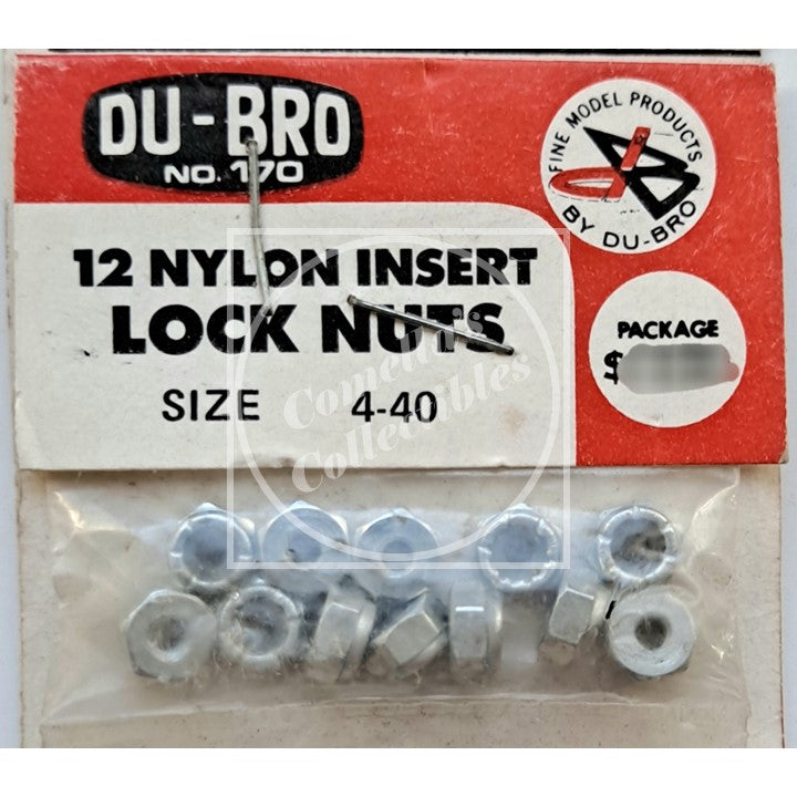 Vintage NOS Du-Bro 4-40 Nylon Lock Nuts (12 pcs) #170