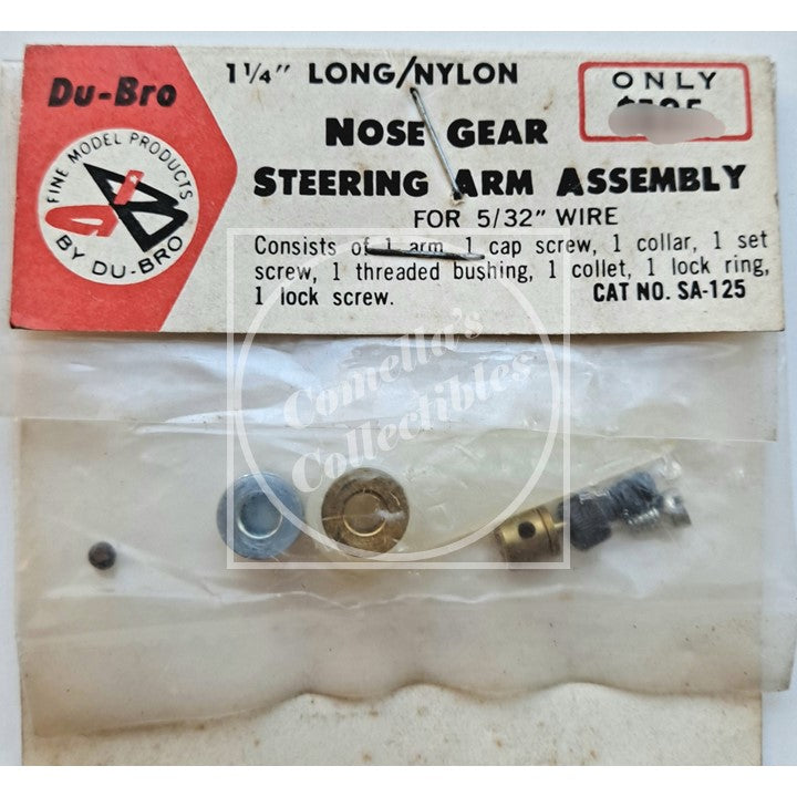 Vintage NOS Du-Bro 1-1/4" Nylon Nose Gear Steering Arm Assembly #SA-125