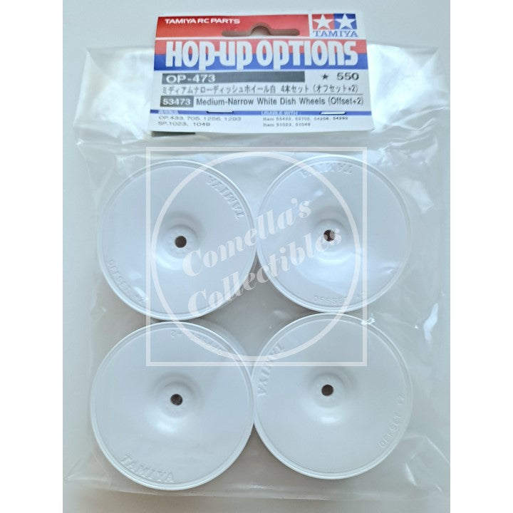 Tamiya Hop-Up Medium-Narrow White Dish Wheels (Offset +2) (4 pcs) 53473