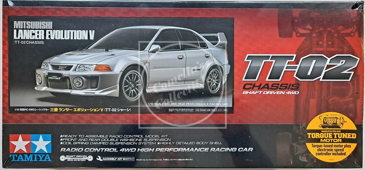 Tamiya 1/10 Mitsubishi Lancer Evo. V 4WD TT-02 Kit with Motor & ESC #58713