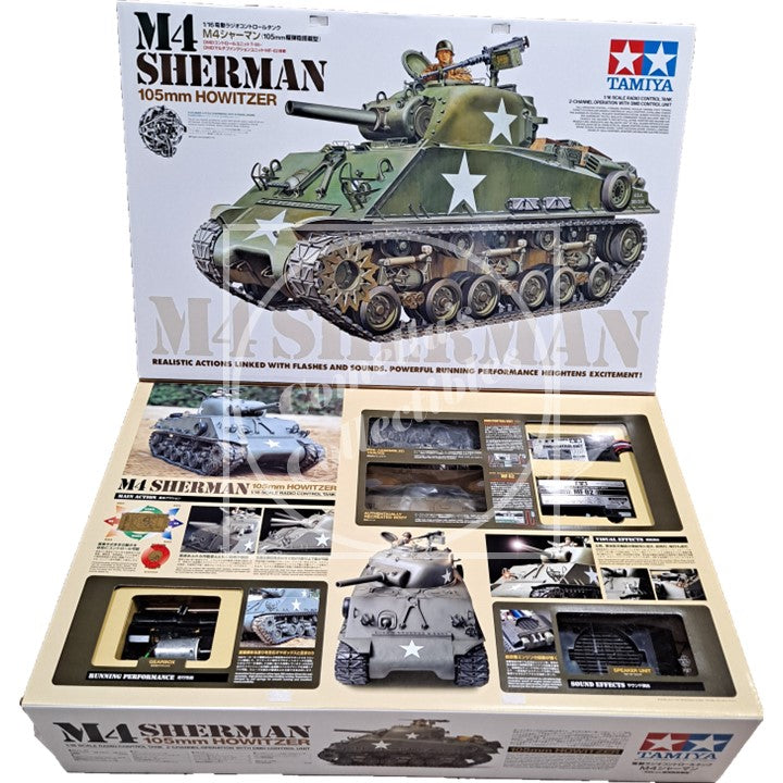 Tamiya RC 1:16 M4 Sherman 105MM Howitzer Full Option Tank Kit #56014