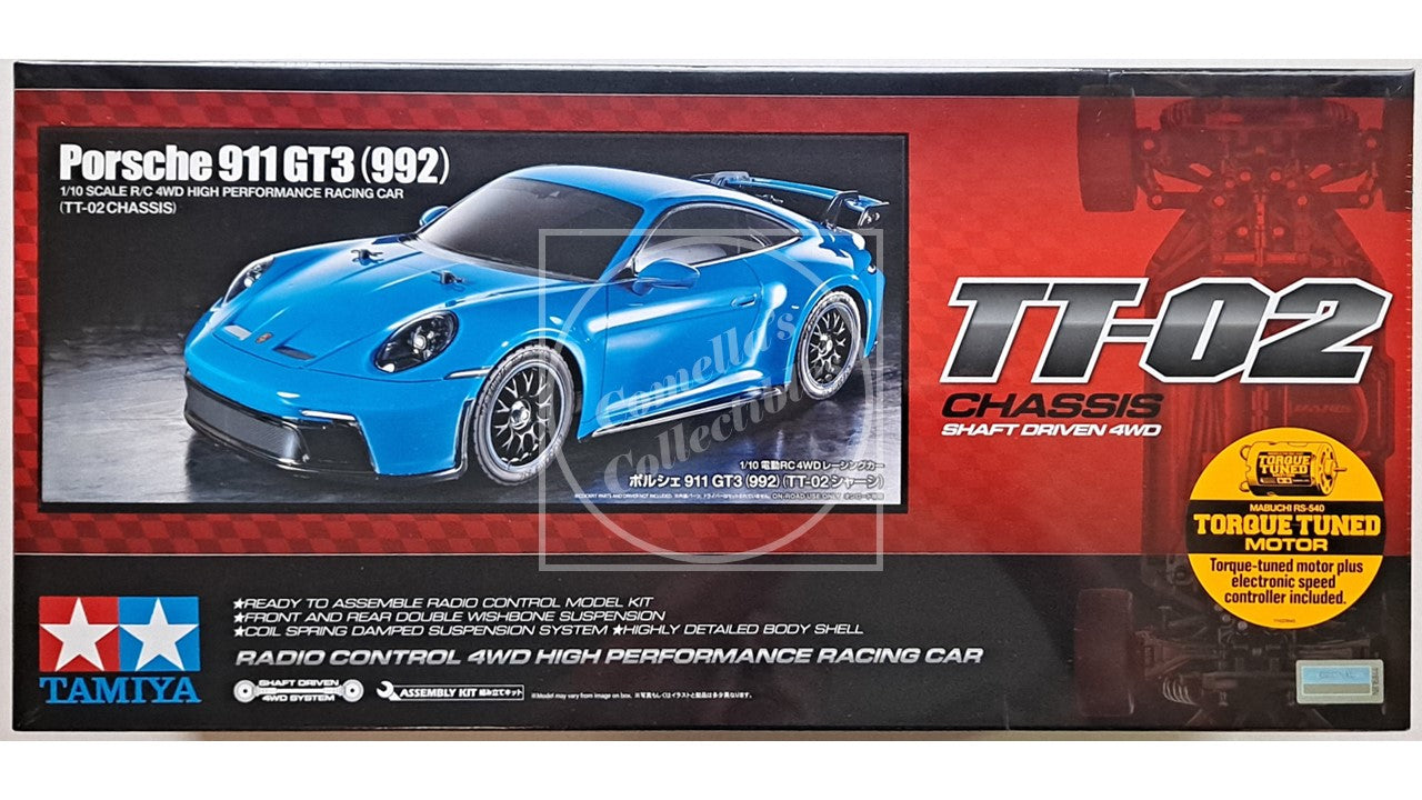 Tamiya 1/10 Porsche 911 GT3 (992) 4WD Kit TT-02 Chassis Motor & ESC #58712