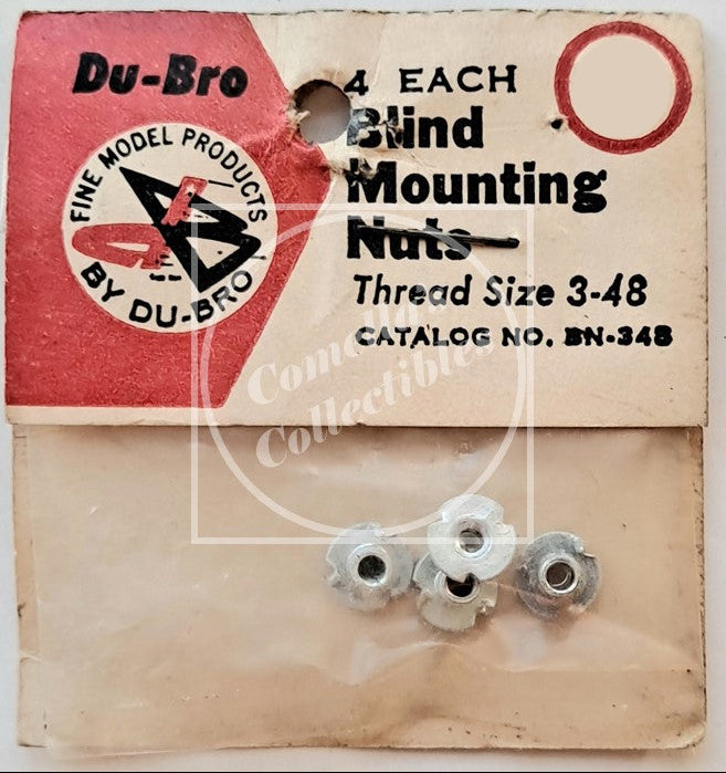 Vintage NOS Du-Bro 3-48 Blind Mounting Nuts (4 pcs) BN-348