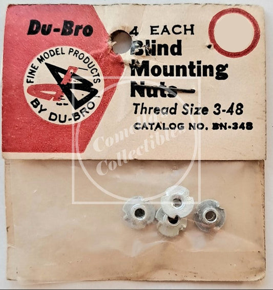 Vintage NOS Du-Bro 3-48 Blind Mounting Nuts (4 pcs) BN-348