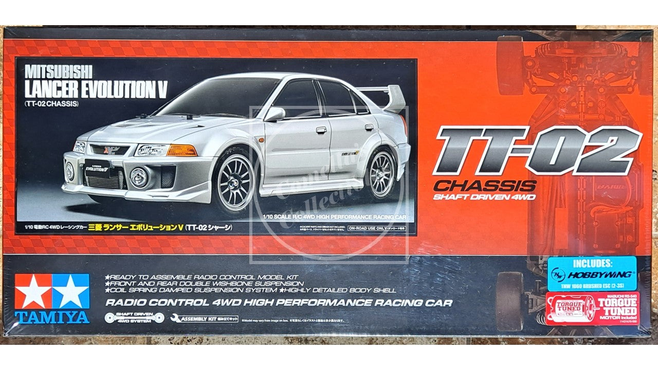 Tamiya 1/10 Mitsubishi Lancer Evo. V 4WD TT-02 Kit with Motor & ESC #58713-60A