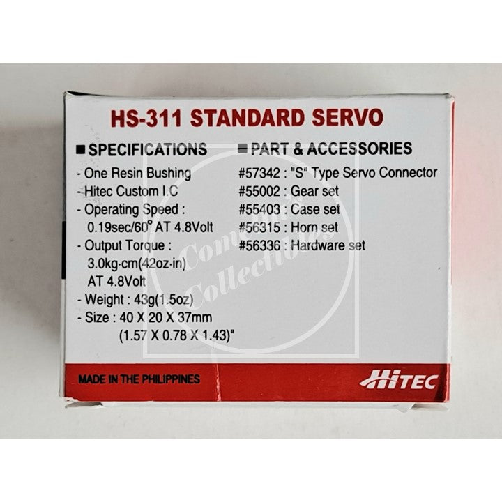 Hitec HS-311 Standard Voltage Resin Gear 24T Analog Sport Servo #31311S