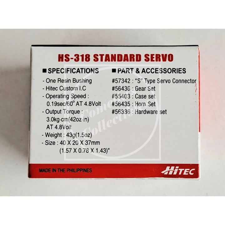 Hitec HS-318 Standard Voltage Resin Gear 25T Analog Sport Servo #31318S