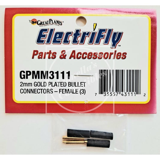 Electrifly 2mm Female Gold Plated Bullet Connectors (3 pcs) GPMM3111