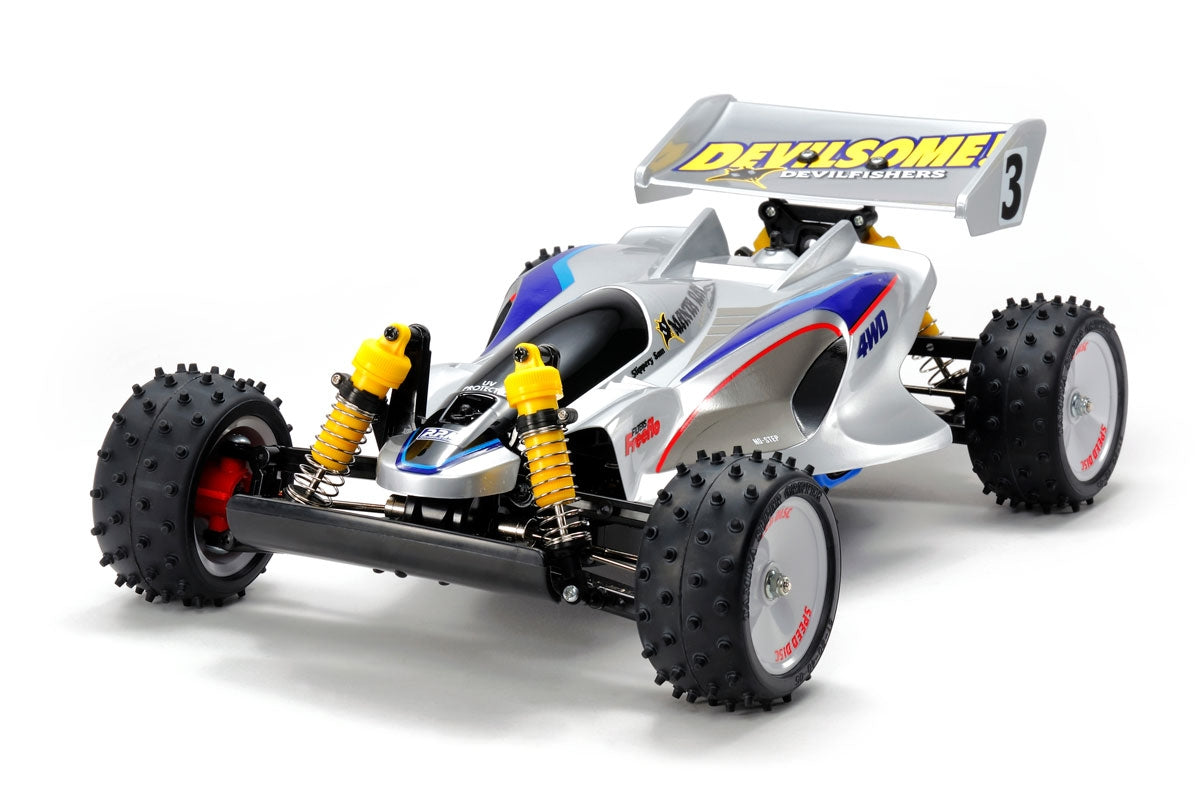 Model off-road buggy with 'Devilsome' branding on a white background