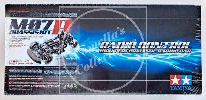 Tamiya M-07R chassis kit packaging for radio control model car on a white background
