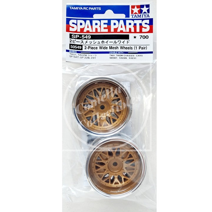 Tamiya 50549 2-Piece Mesh Wheels Gold (1 Pr)