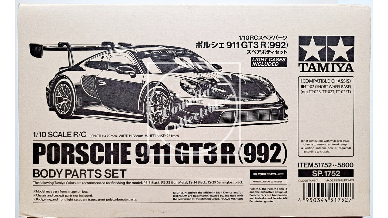 Tamiya 51752 Porsche 911 GT3 R (992) Body Parts Set 1/10 RC