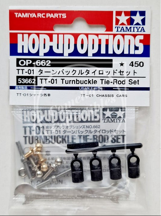 Tamiya RC Parts TT-01 Turnbuckle Tie-Rod Set packaging on a white background