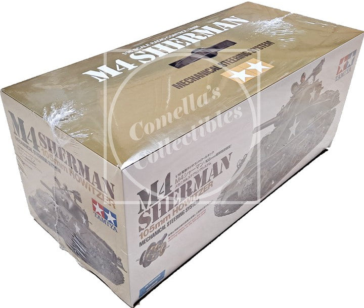 Model kit box for M4 Sherman tank with branding on a white background