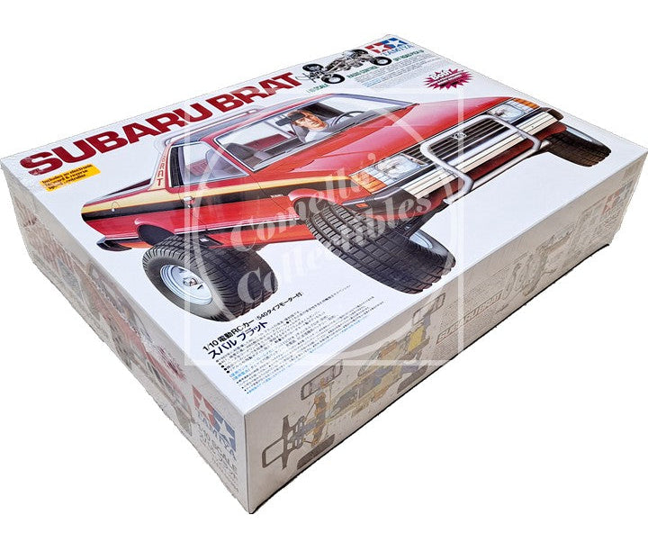 Model car kit box for Subaru Brat on a white background