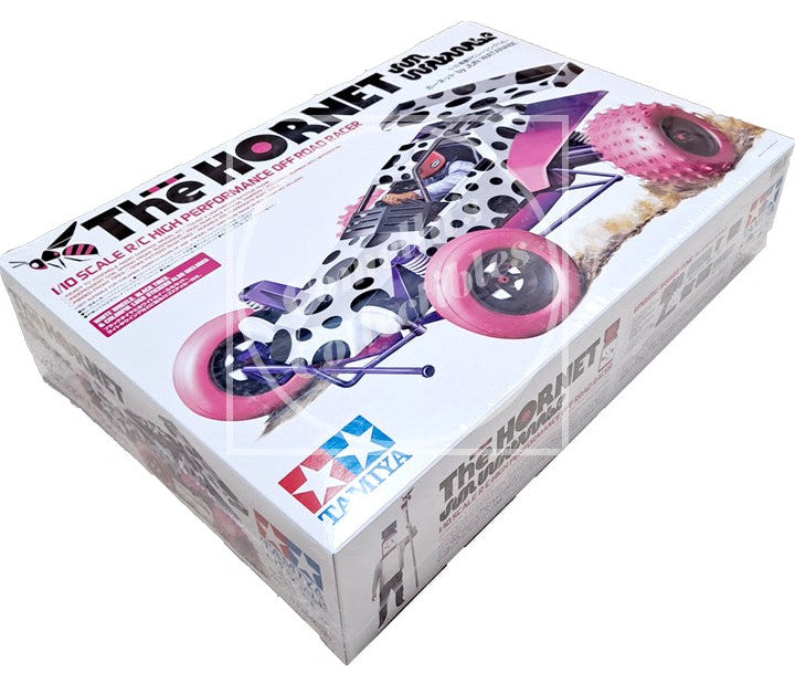 Box of Tamiya The Hornet model kit on a white background