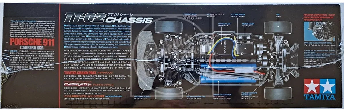 Tamiya 1/10 Porsche 911 Carrera RSR 4WD Kit TT-02 Chassis Motor & ESC #58571